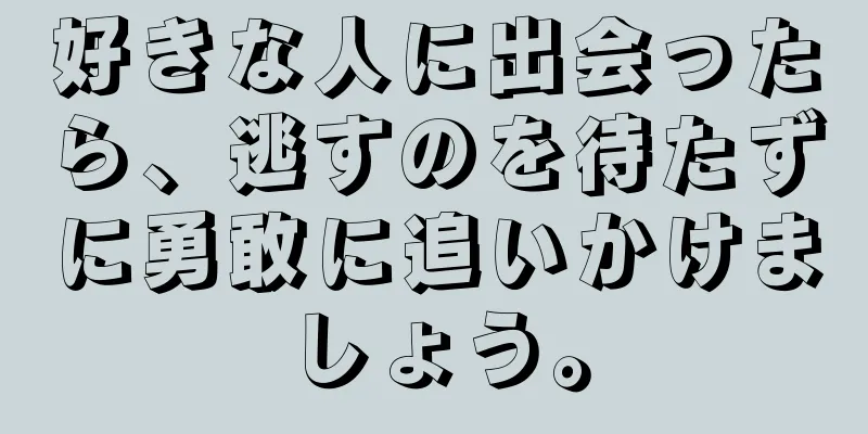 好きな人に出会ったら、逃すのを待たずに勇敢に追いかけましょう。