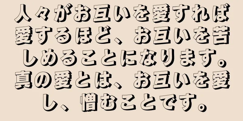 人々がお互いを愛すれば愛するほど、お互いを苦しめることになります。真の愛とは、お互いを愛し、憎むことです。