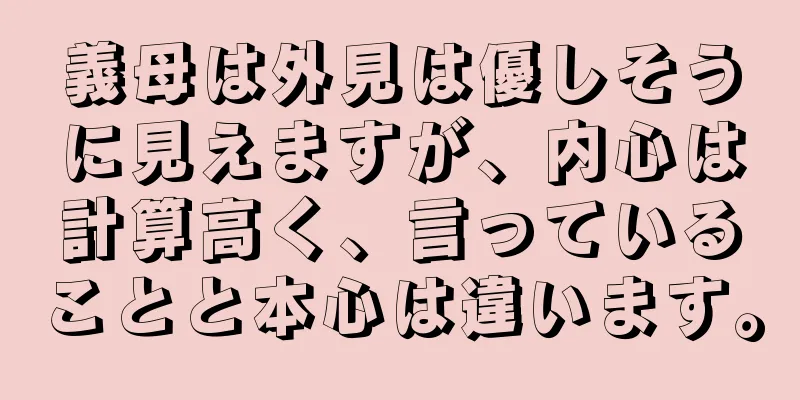 義母は外見は優しそうに見えますが、内心は計算高く、言っていることと本心は違います。