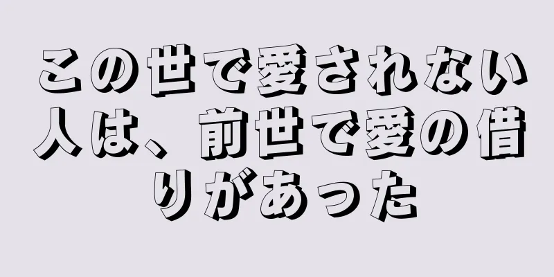 この世で愛されない人は、前世で愛の借りがあった