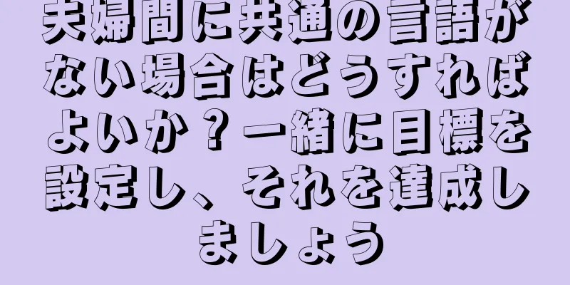 夫婦間に共通の言語がない場合はどうすればよいか？一緒に目標を設定し、それを達成しましょう