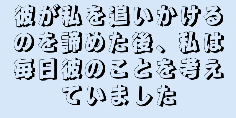 彼が私を追いかけるのを諦めた後、私は毎日彼のことを考えていました