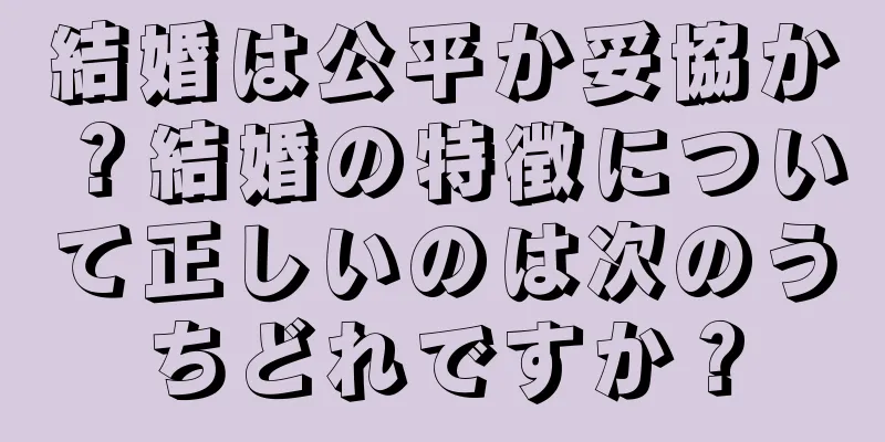 結婚は公平か妥協か？結婚の特徴について正しいのは次のうちどれですか？
