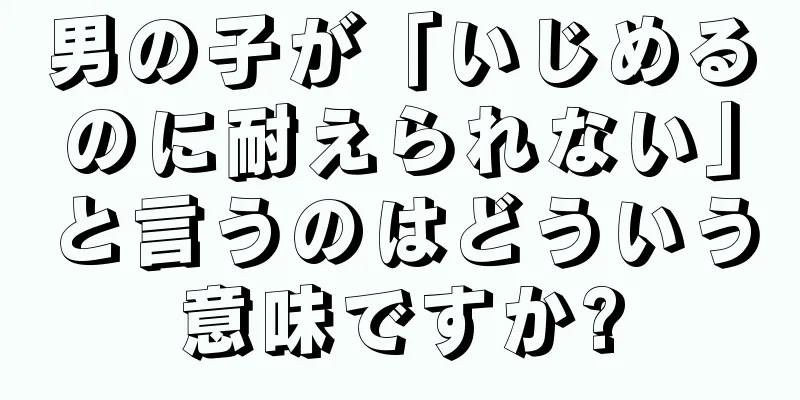 男の子が「いじめるのに耐えられない」と言うのはどういう意味ですか?