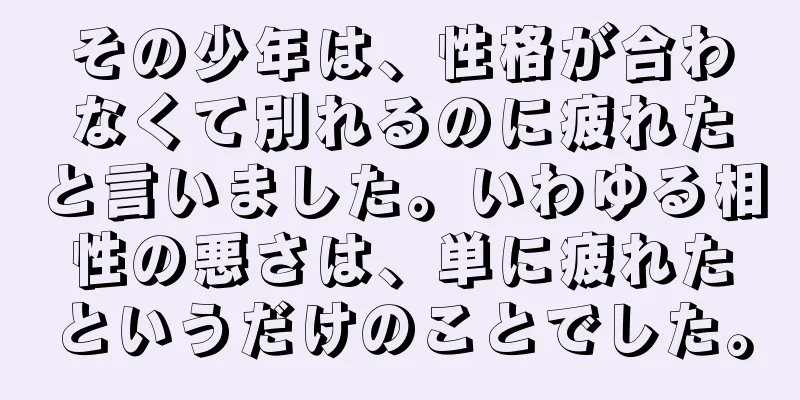 その少年は、性格が合わなくて別れるのに疲れたと言いました。いわゆる相性の悪さは、単に疲れたというだけのことでした。