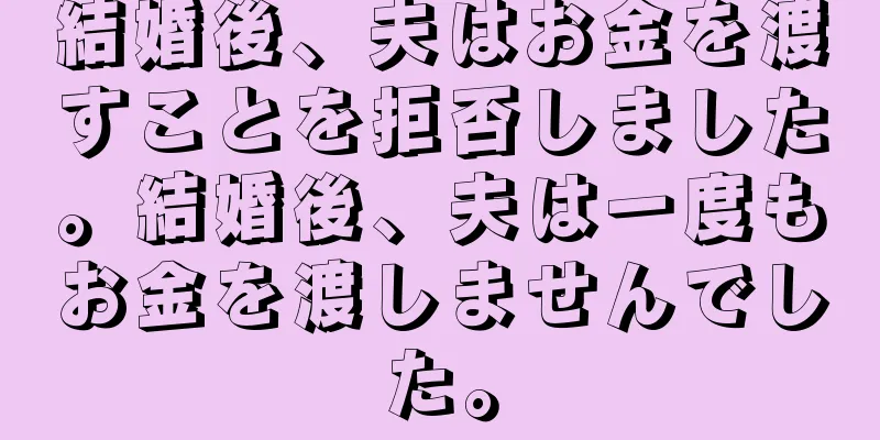 結婚後、夫はお金を渡すことを拒否しました。結婚後、夫は一度もお金を渡しませんでした。