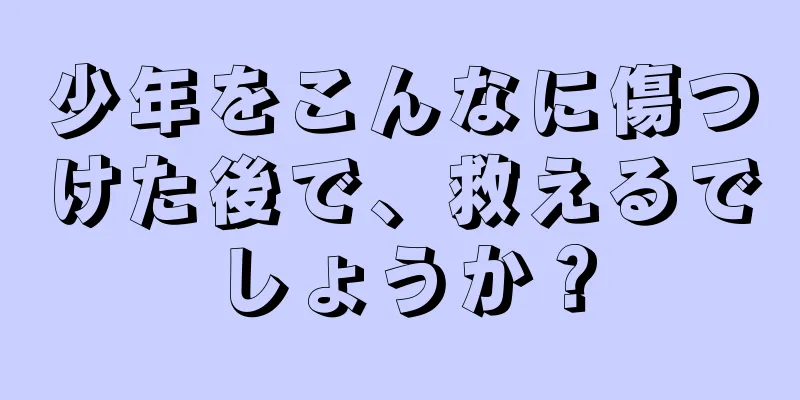 少年をこんなに傷つけた後で、救えるでしょうか？