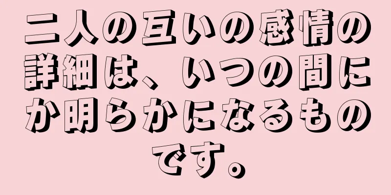 二人の互いの感情の詳細は、いつの間にか明らかになるものです。