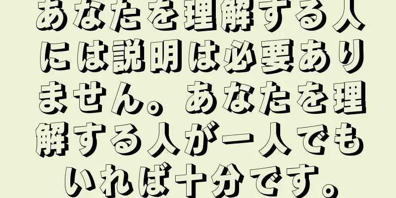 あなたを理解する人には説明は必要ありません。あなたを理解する人が一人でもいれば十分です。