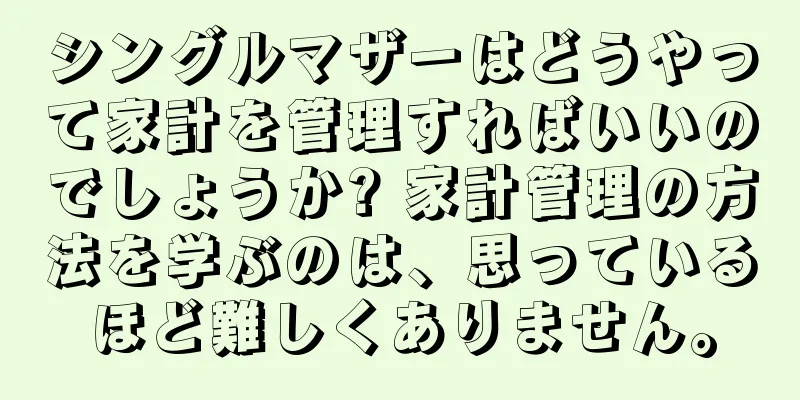 シングルマザーはどうやって家計を管理すればいいのでしょうか? 家計管理の方法を学ぶのは、思っているほど難しくありません。
