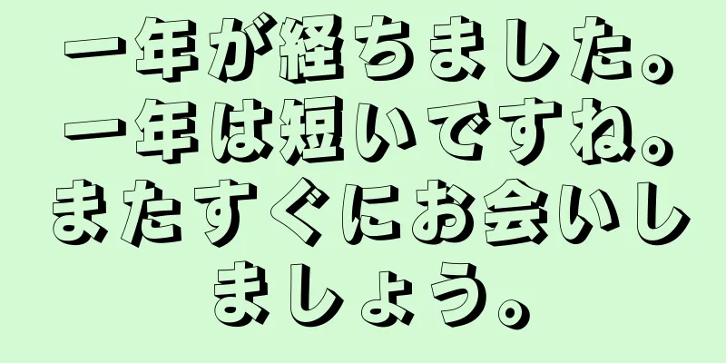 一年が経ちました。一年は短いですね。またすぐにお会いしましょう。