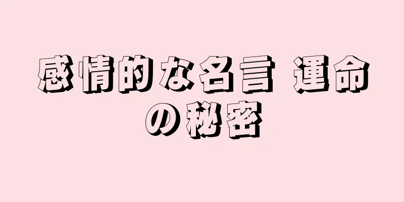 感情的な名言 運命の秘密