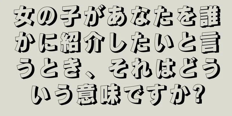 女の子があなたを誰かに紹介したいと言うとき、それはどういう意味ですか?
