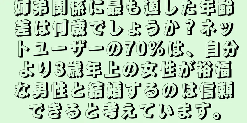 姉弟関係に最も適した年齢差は何歳でしょうか？ネットユーザーの70％は、自分より3歳年上の女性が裕福な男性と結婚するのは信頼できると考えています。