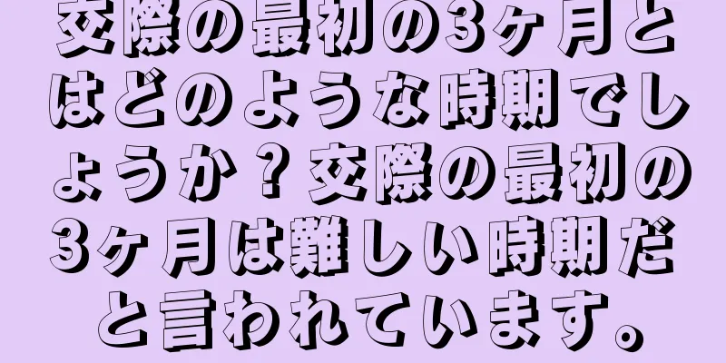 交際の最初の3ヶ月とはどのような時期でしょうか？交際の最初の3ヶ月は難しい時期だと言われています。