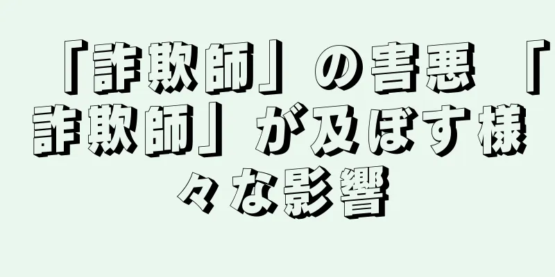 「詐欺師」の害悪 「詐欺師」が及ぼす様々な影響