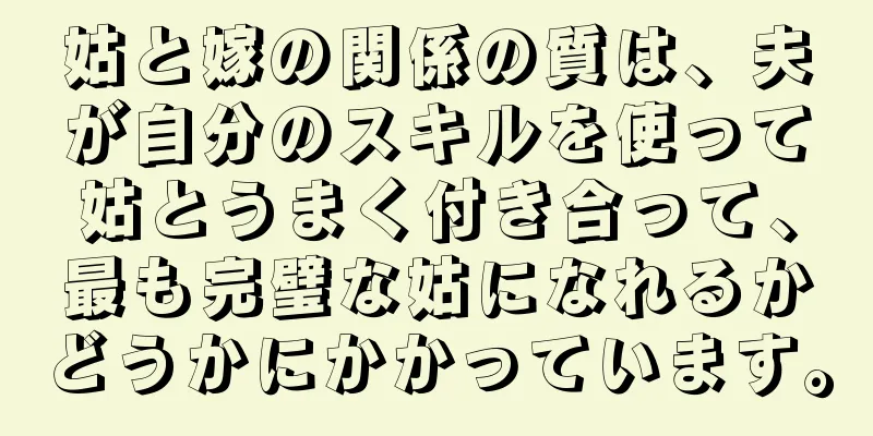 姑と嫁の関係の質は、夫が自分のスキルを使って姑とうまく付き合って、最も完璧な姑になれるかどうかにかかっています。