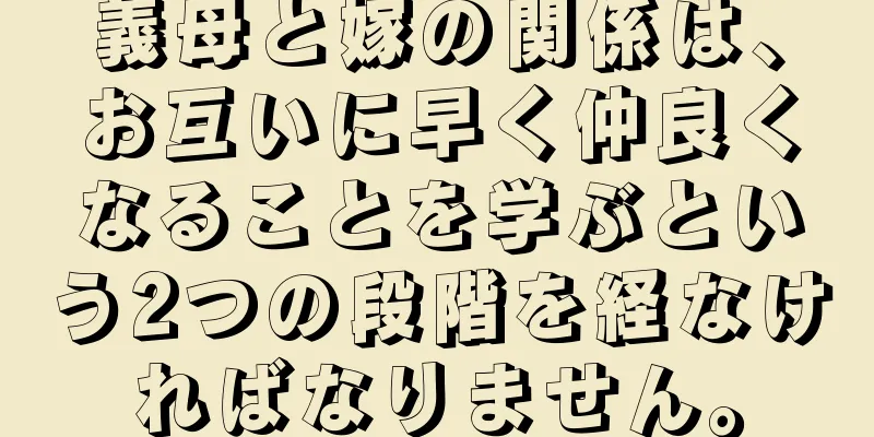 義母と嫁の関係は、お互いに早く仲良くなることを学ぶという2つの段階を経なければなりません。