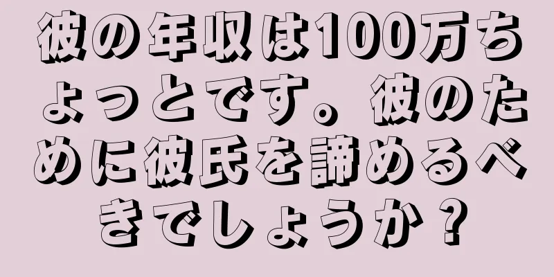 彼の年収は100万ちょっとです。彼のために彼氏を諦めるべきでしょうか？