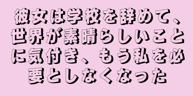 彼女は学校を辞めて、世界が素晴らしいことに気付き、もう私を必要としなくなった