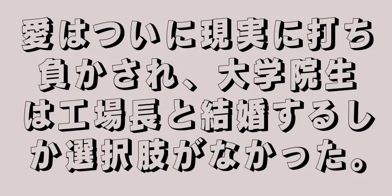 愛はついに現実に打ち負かされ、大学院生は工場長と結婚するしか選択肢がなかった。